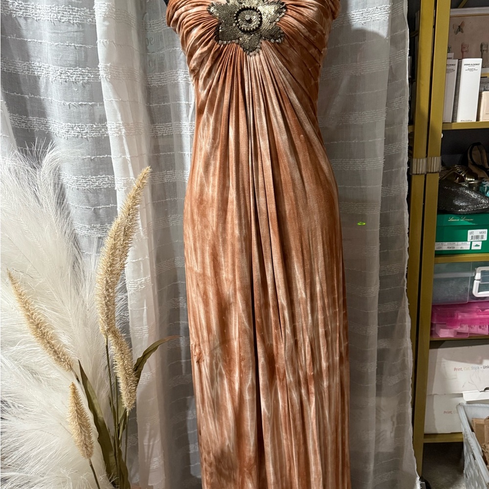 Sky Brown and Cream Tie-Dye Dress